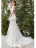 Beaded Ivory 3D Lace Tulle Amazing Wedding Dress